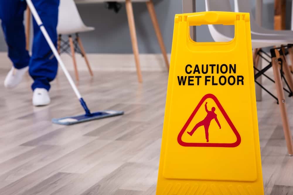 Caution wet floor sign.