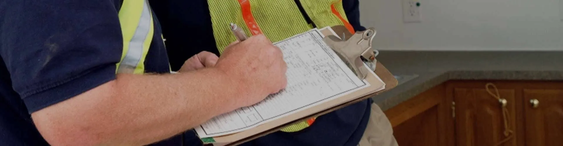 A man holding a clipboard and a clipboard.