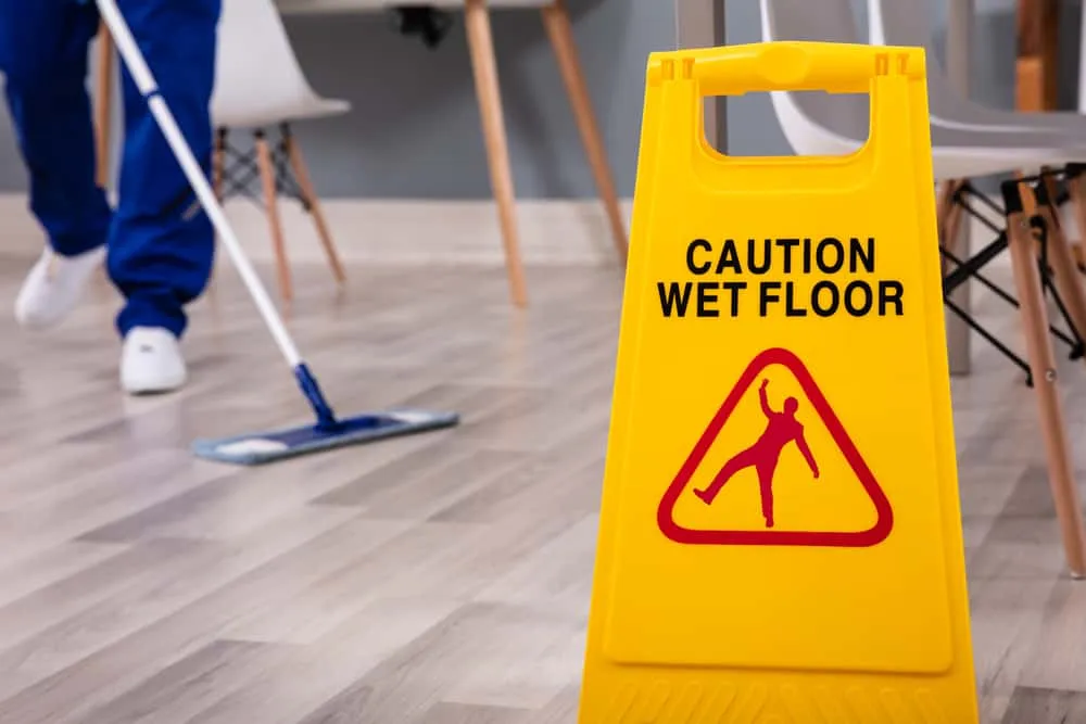Caution wet floor sign.